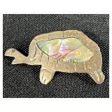 Set of 6 Alpaca Abalone Inlay Brooches and Pendants - Butterfly, Turtle, Leaf Designs