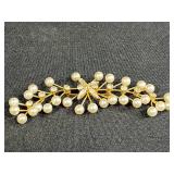 Collection of 5 Vintage Brooches and Pins with Pearls and Enamel Accents