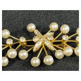 Collection of 5 Vintage Brooches and Pins with Pearls and Enamel Accents