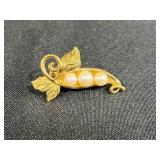 Collection of 5 Vintage Brooches and Pins with Pearls and Enamel Accents