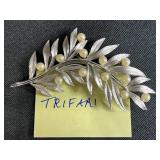 Collection of Vintage Costume Jewelry Brooches Including Trifari, Avon, and Ralph Massey