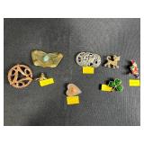 Collection of 7 Vintage Brooches Including Sterling, Enamel, and Figural Designs