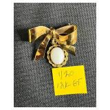 Collection of 5 Vintage Brooches Including 10K 12K GF and Rhinestone Designs