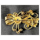 Collection of 5 Vintage Brooches Including 10K 12K GF and Rhinestone Designs