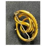 Collection of 5 Vintage Brooches Including 10K 12K GF and Rhinestone Designs