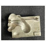 Collection of 6 Vintage Costume Brooches and Pins Including Crown, Cat, Mosaic, and Floral Designs