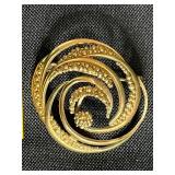 Collection of 6 Vintage Costume Brooches and Pins Including Crown, Cat, Mosaic, and Floral Designs