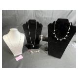 Sterling Silver Jewelry Set with Necklaces and Holiday Brooches