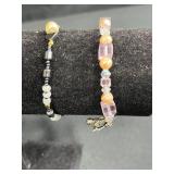 Jewelry Collection with Beaded Necklaces, Bracelets, and Gold-Tone Crocodile Pin