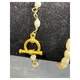 Jewelry Collection with Beaded Necklaces, Bracelets, and Gold-Tone Crocodile Pin