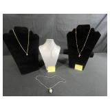 Collection of 3 Necklaces: 12K Gold-Filled, 925 Sterling Silver, and Beaded Pendant