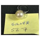 Collection of Pearl and Gemstone Jewelry Including Earrings and Silver Ring