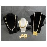 Collection of Vintage Gold-Tone Necklaces and Assorted Pins