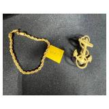 Jewelry Assortment Including Joan Rivers Watchbands, Anchor Necklaces, Bracelet, and Brooch