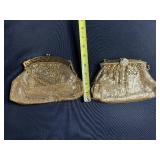 Set of 2 Vintage Gold Mesh Evening Bags with Chain Handles