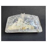 Vintage Clear Lucite Clutch Purse with Rhinestone Accents