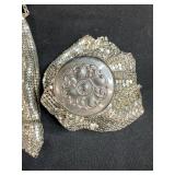 Pair of Vintage Silver Mesh Evening Bags with Ornate Lids