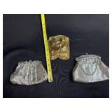 Set of 3 Vintage Mesh Evening Bags Silver and Gold Tones