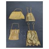 Collection of 4 Vintage Gold Mesh Evening Bags