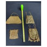Collection of 4 Vintage Gold Mesh Evening Bags