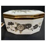 Vintage Beaded Evening Purse and Compact Mirror Set with Floral Design