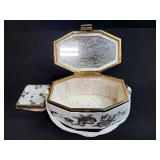 Vintage Beaded Evening Purse and Compact Mirror Set with Floral Design