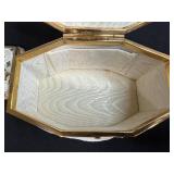 Vintage Beaded Evening Purse and Compact Mirror Set with Floral Design