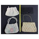 Collection of 4 Vintage Beaded Evening Bags and Clutch Purses