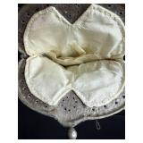 Vintage Beaded Floral Handbag with Silver Tone Frame