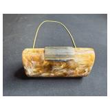 Vintage Italian Marbled Lucite Evening Purse with Gold Tone Clasp
