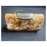 Vintage Italian Marbled Lucite Evening Purse with Gold Tone Clasp