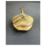 Vintage Fan-Shaped Compact Purse with Floral Detail