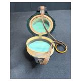 Vintage Fan-Shaped Compact Purse with Floral Detail