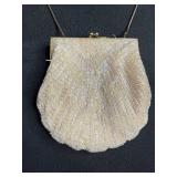 Set of 2 Vintage Beaded Evening Bags - Silver and Ivory Shell Design