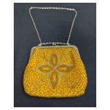 Set of 3 Yellow Vintage-Style Coin Purses and Clutch Bags with Beaded Embellishments