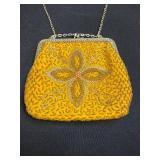 Set of 3 Yellow Vintage-Style Coin Purses and Clutch Bags with Beaded Embellishments