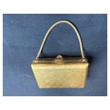 Vintage Gold Tone Metal Evening Clutch Purse