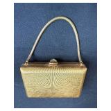 Vintage Gold Tone Metal Evening Clutch Purse