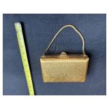 Vintage Gold Tone Metal Evening Clutch Purse