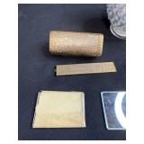 Assorted Vintage Vanity Accessories and Decorative Hobnail Glass Jar