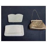 Set of 3 Vintage Evening Bags - Gold Mesh and Beaded Clutches