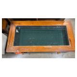 Wood and Glass Coffee Table with Storage Drawers, 17x46x24 in