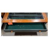 Wood and Glass Coffee Table with Storage Drawers, 17x46x24 in