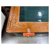 Wood and Glass Coffee Table with Storage Drawers, 17x46x24 in