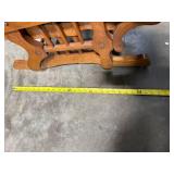 Antique Oak Wood Glider Rocking Chair with Ornate Cushion