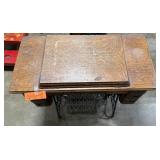 Antique Singer Treadle Sewing Machine in Ornate Oak Cabinet - untested