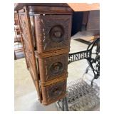 Antique Singer Treadle Sewing Machine in Ornate Oak Cabinet - untested