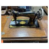 Antique Singer Treadle Sewing Machine in Ornate Oak Cabinet - untested
