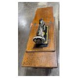 Antique Singer Treadle Sewing Machine in Ornate Oak Cabinet - untested