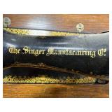 Antique Singer Treadle Sewing Machine in Ornate Oak Cabinet - untested